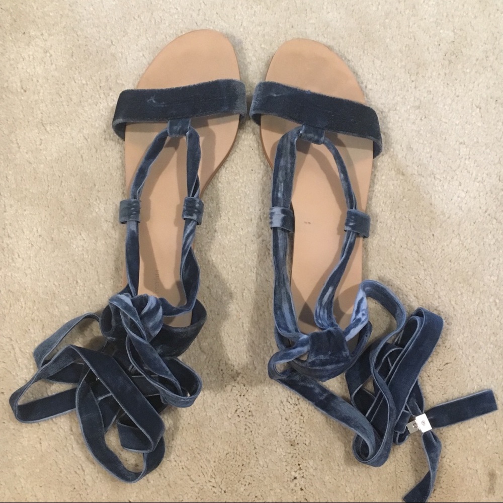 Suede tie up sandals